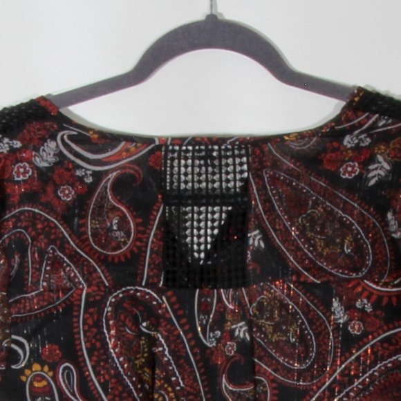 Daniel Rainn Women's Black Maroon Paisley Vika Crochet Detail Mini Dress NWT - Picture 8 of 9